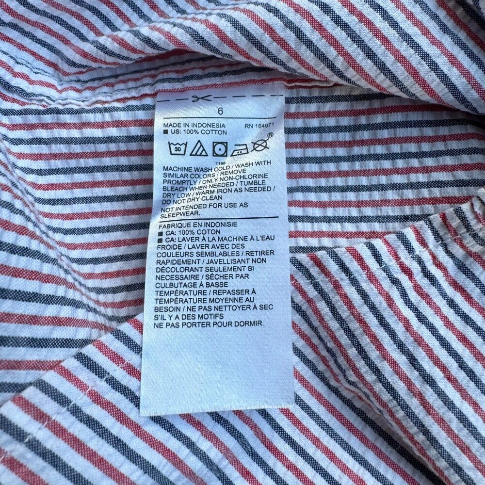 JANIE & JACK Striped Seersucker Shirt Boys 6 NWT Button Down July 4th Americana - Picture 6 of 6